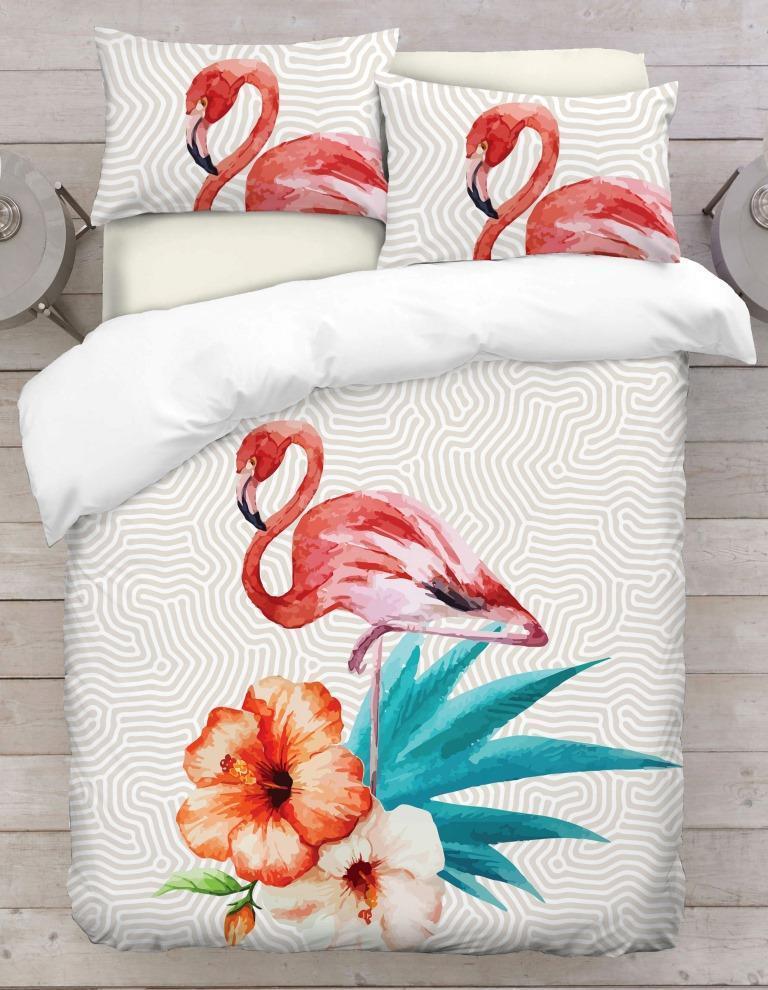 FL2103 Flamingo / 4Pcs 40% OFF Flamingo 3D Customized Duvet Cover Bedding Sets
