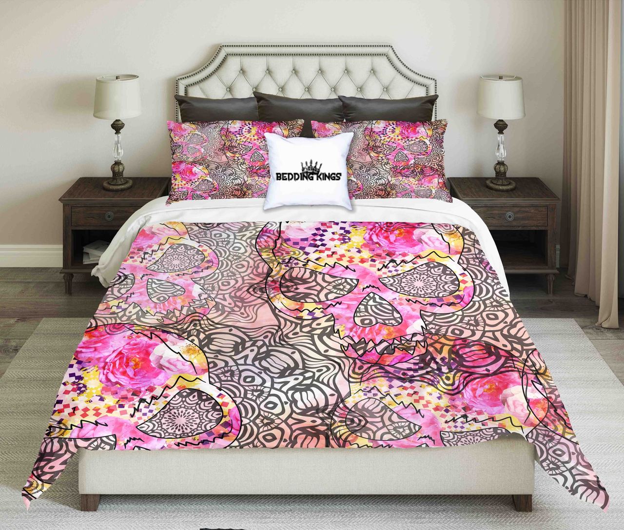 Floral Backgroundeamless Patternkull Design | kings3D Customized Duvet Cover Bedding Sets