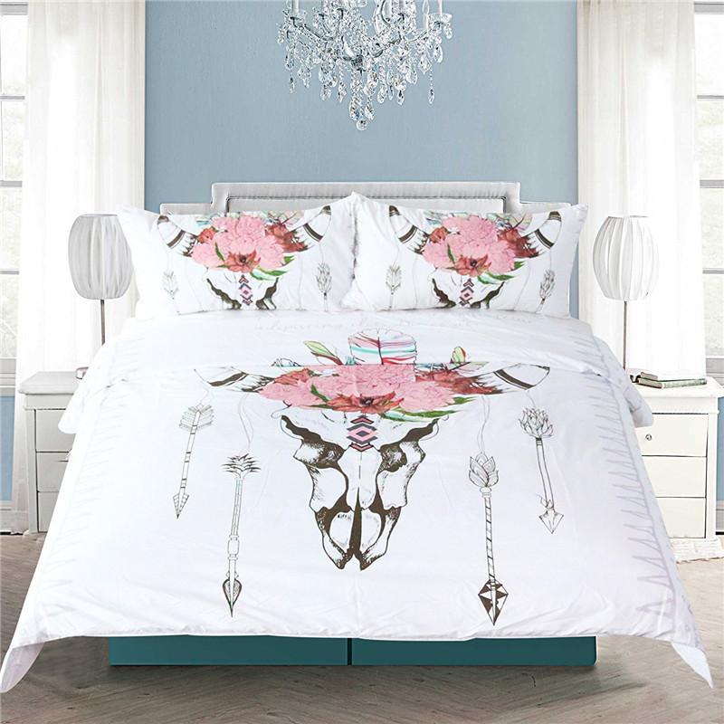 Floral Bull Headkull 3D Customized Duvet Cover Bedding Sets