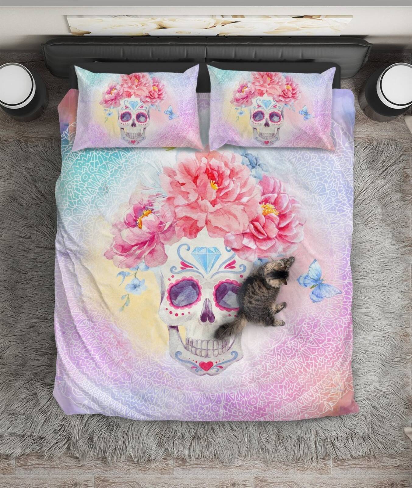 Floral kull Face Art ART HOP 3D Customized Duvet Cover Bedding Sets
