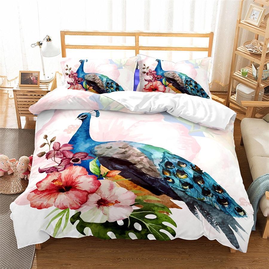Floral Peacock 3D Customized Duvet Cover Bedding Sets