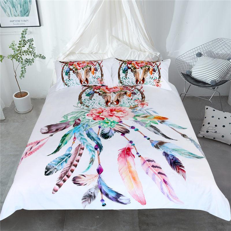 Floral Skull Dreamcatcher Bedding Set (5 Colours)