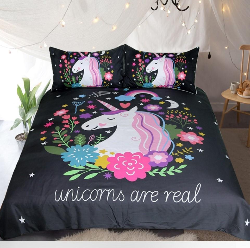 Floral Unicorns3D Customized Duvet Cover Bedding Sets
