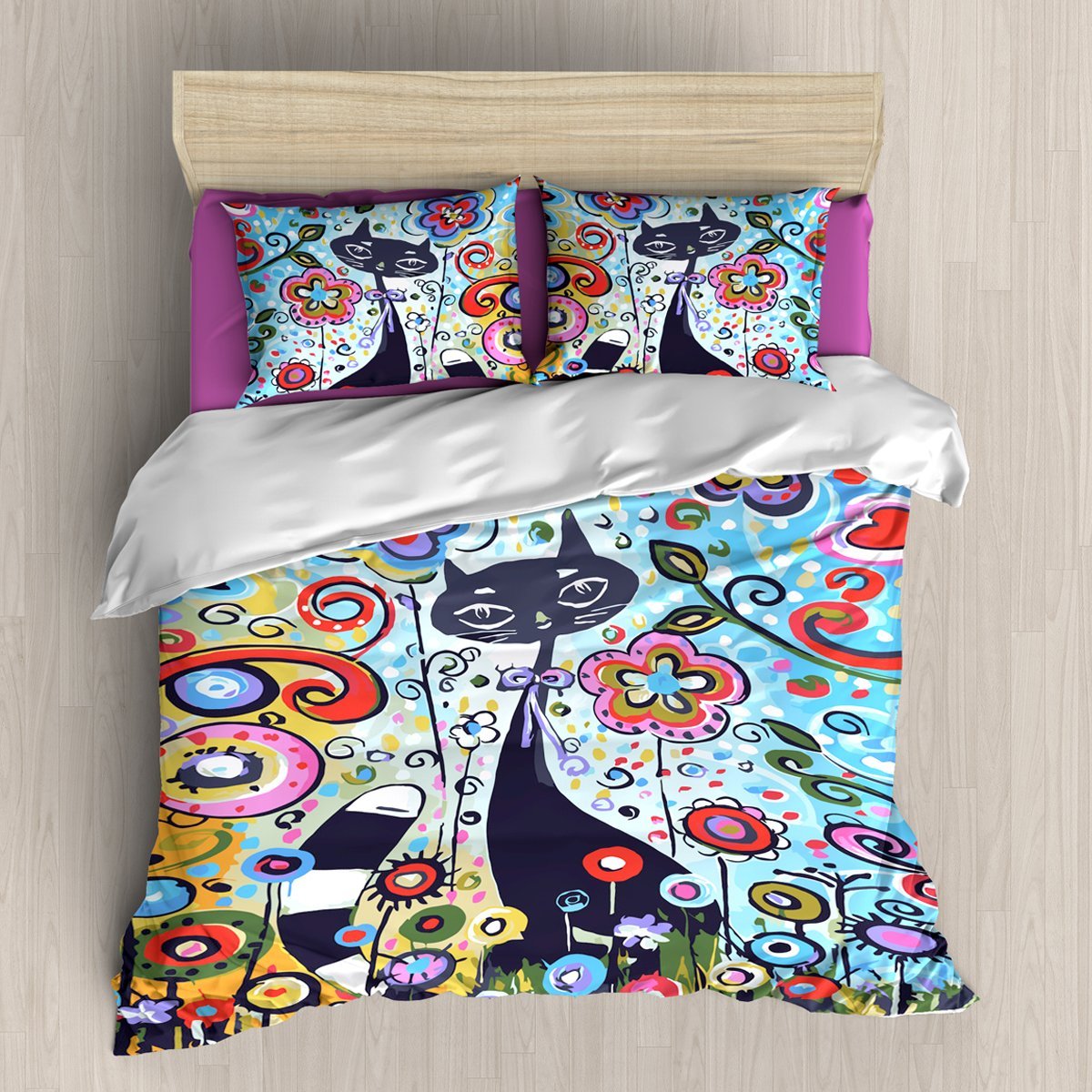Flower Cat 3 4 Pcs/S 3D Customized Duvet Cover Bedding Sets