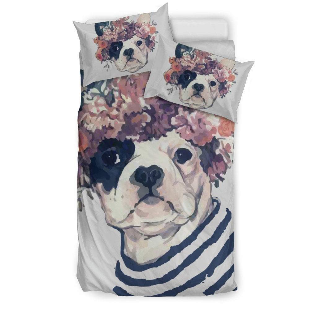 FLOWER FRENCH BULLDOG 3D Customized Duvet Cover Bedding Sets
