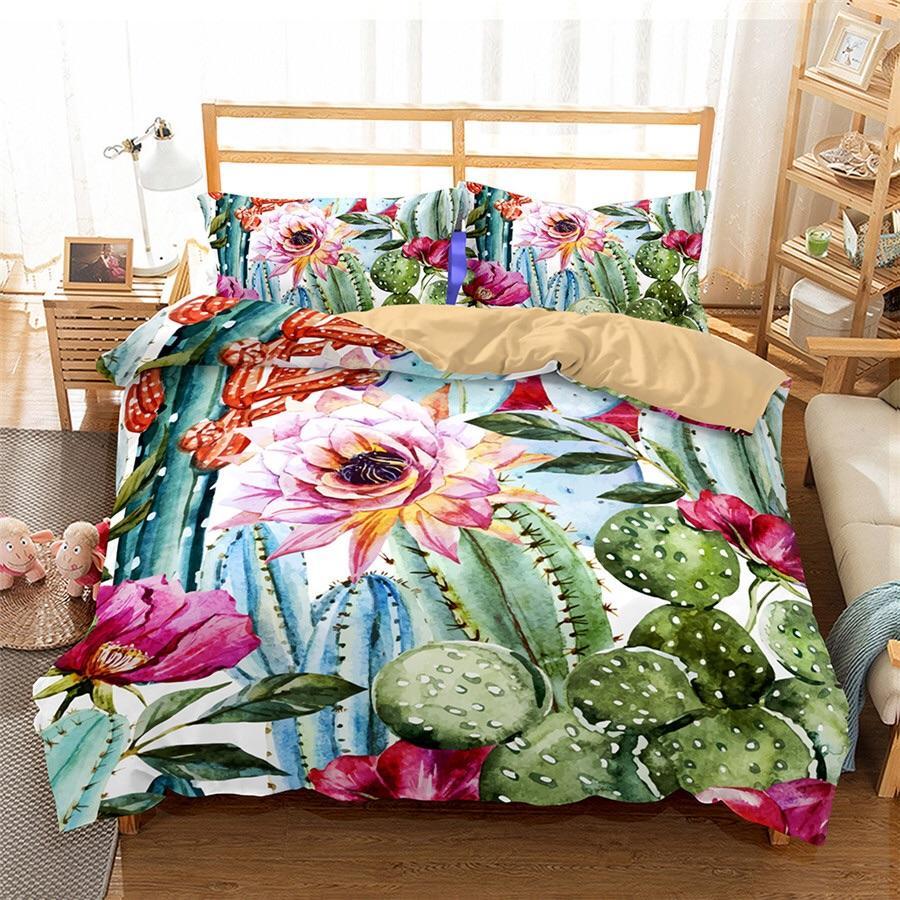 Flowering Cactus 3D Customized Duvet Cover Bedding Sets