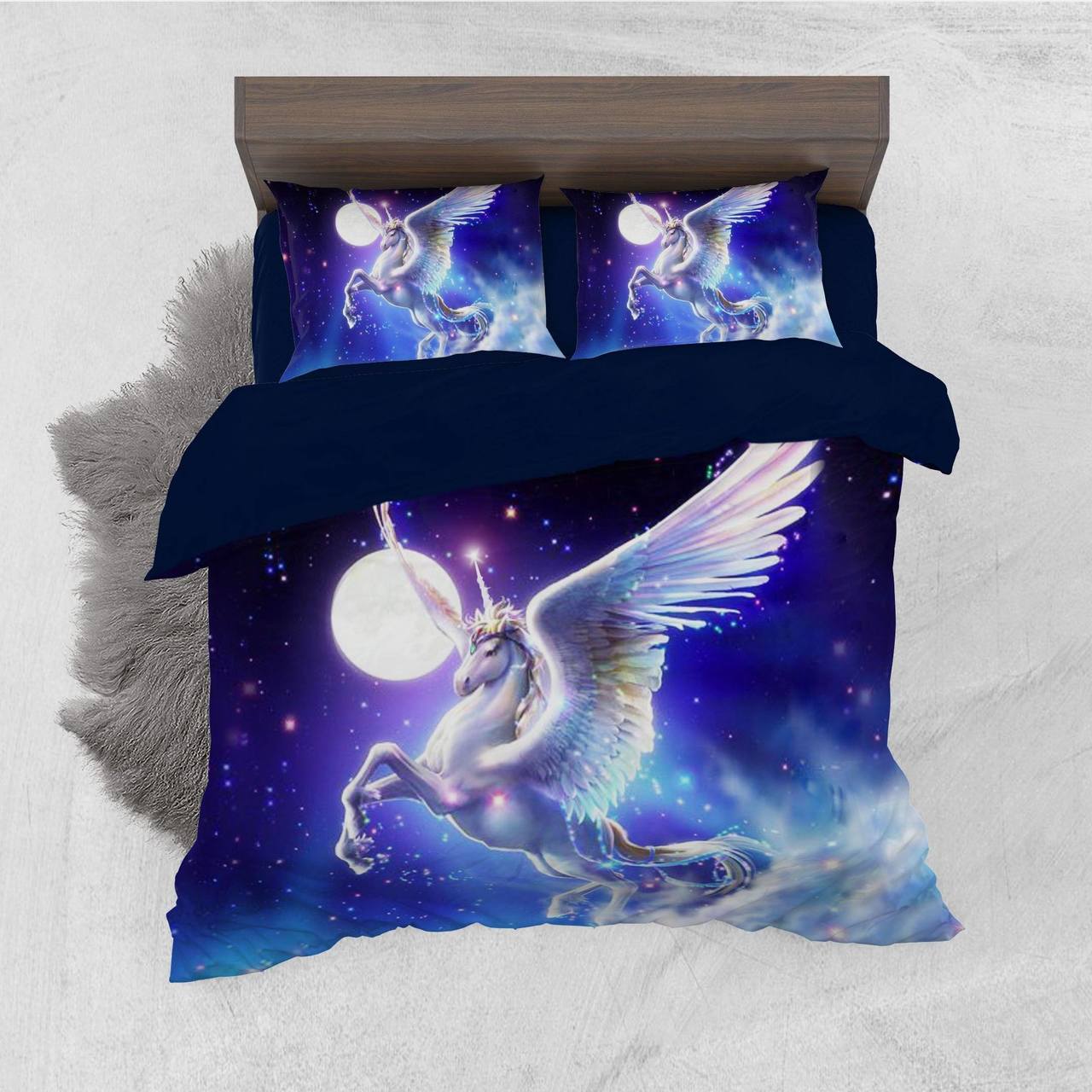Flying Unicorn Moon3D Customized Duvet Cover Bedding Sets