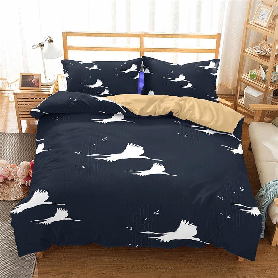 Flying White Birds 3D Customized Duvet Cover Bedding Sets