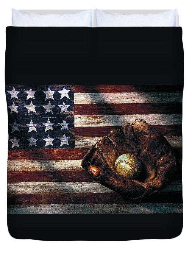 Folk Art American Flag And Baseball Mitt 3D Customized Duvet Cover Bedding Sets