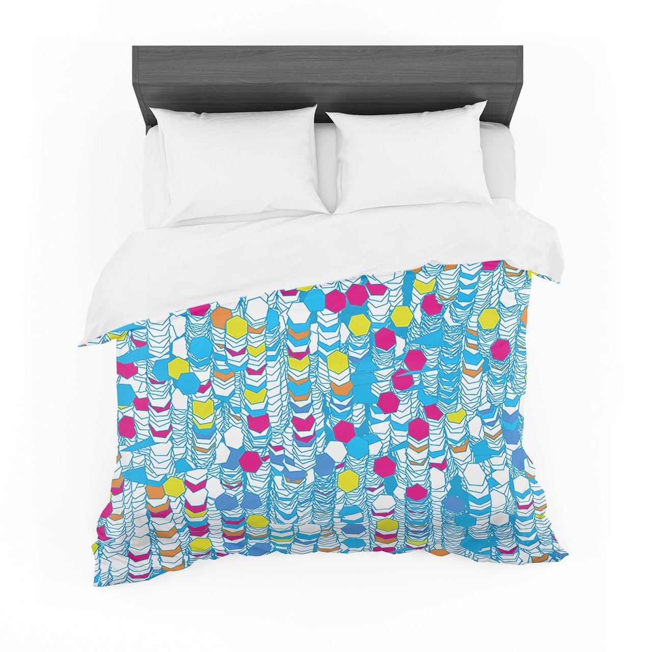 Frederic LevyHadida ‘Color Hiving’ Blue Abstract Featherweight3D Customized Duvet Cover Bedding Sets