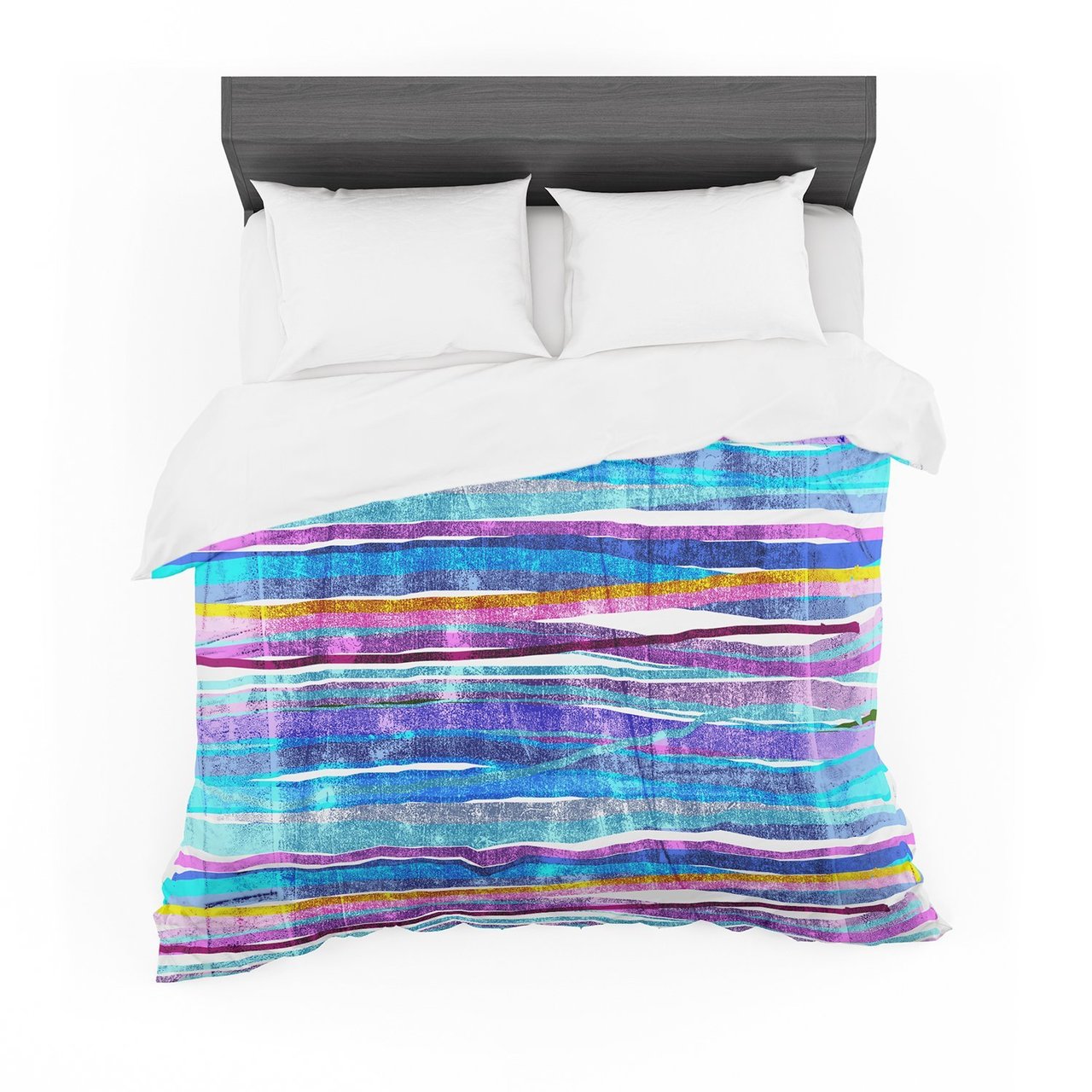 Frederic LevyHadida ‘Fancytripes Dark Blue’ Cotton3D Customized Duvet Cover Bedding Sets