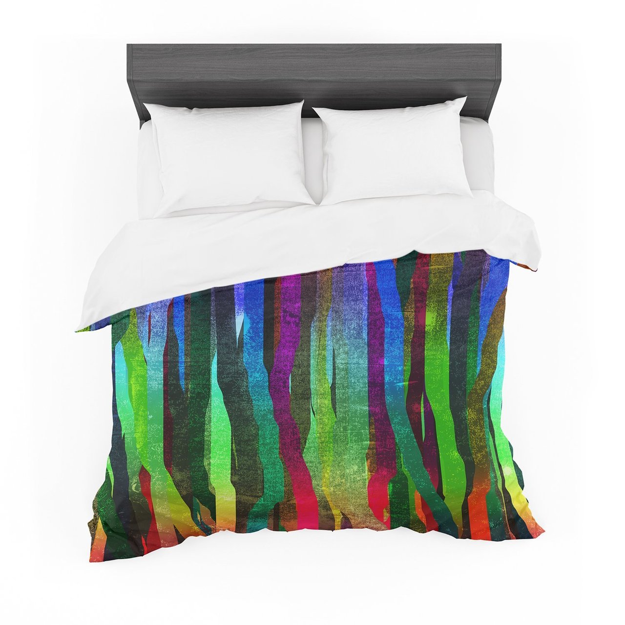 Frederic LevyHadida ‘Jungletripes II’ Black Rainbow Featherweight3D Customized Duvet Cover Bedding Sets
