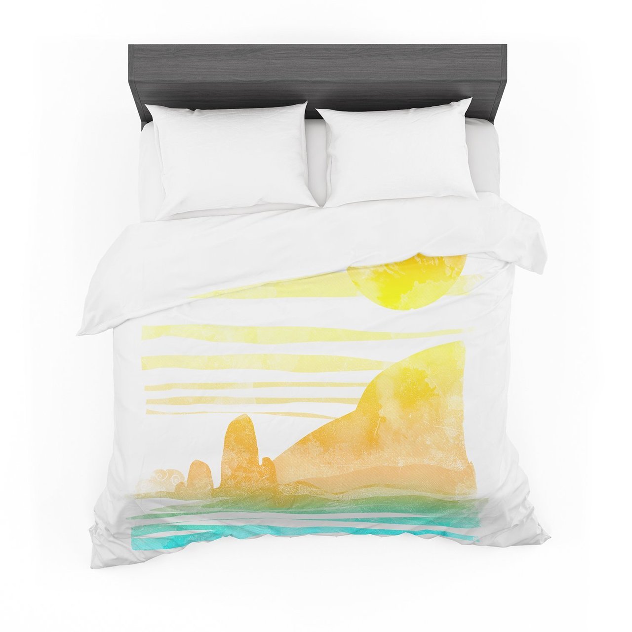 Frederic LevyHadida ‘Landscape Painted With Tea’ Orange Coastal Featherweight3D Customized Duvet Cover Bedding Sets