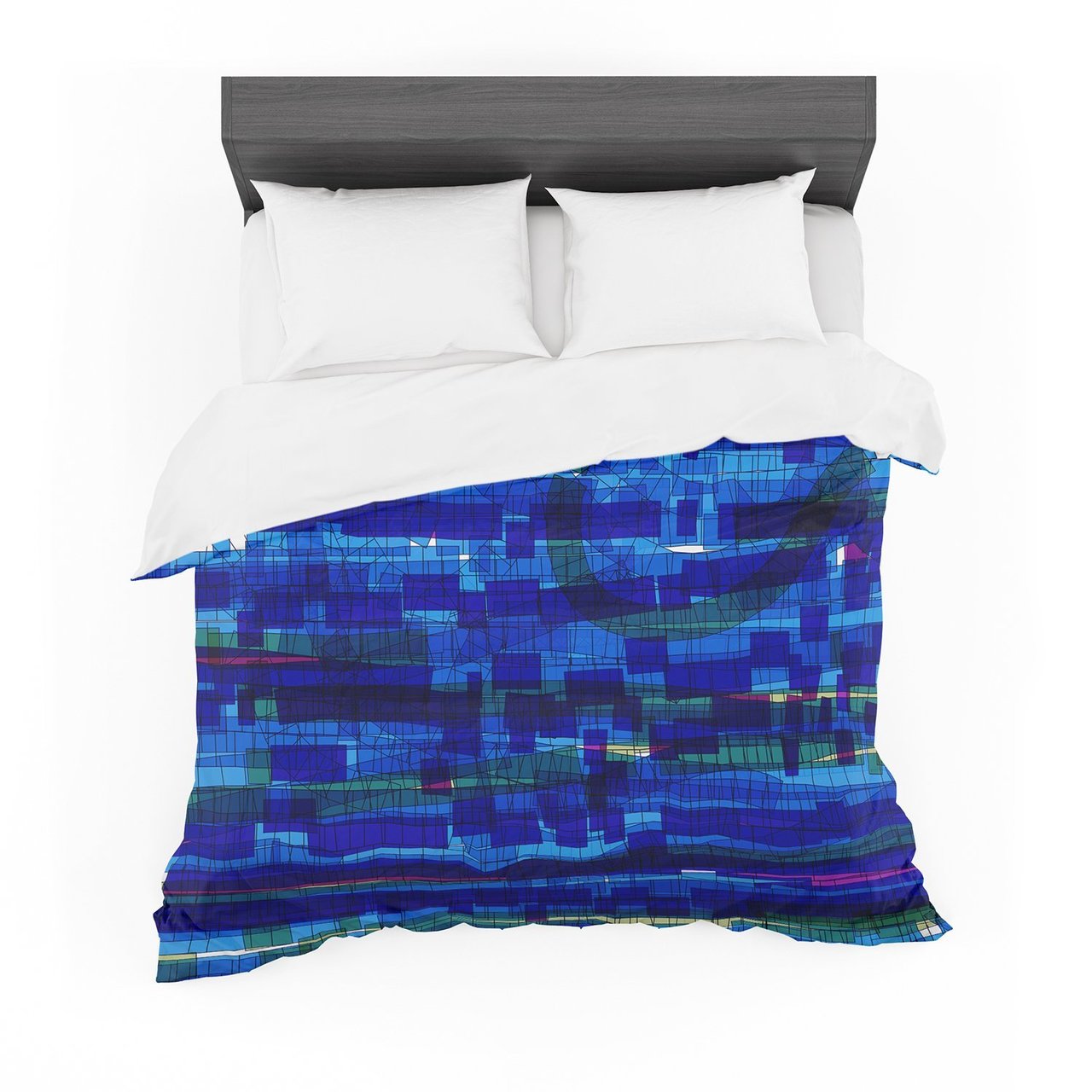 Frederic LevyHadida ‘Squares Traffic Blue’ Featherweight3D Customized Duvet Cover Bedding Sets