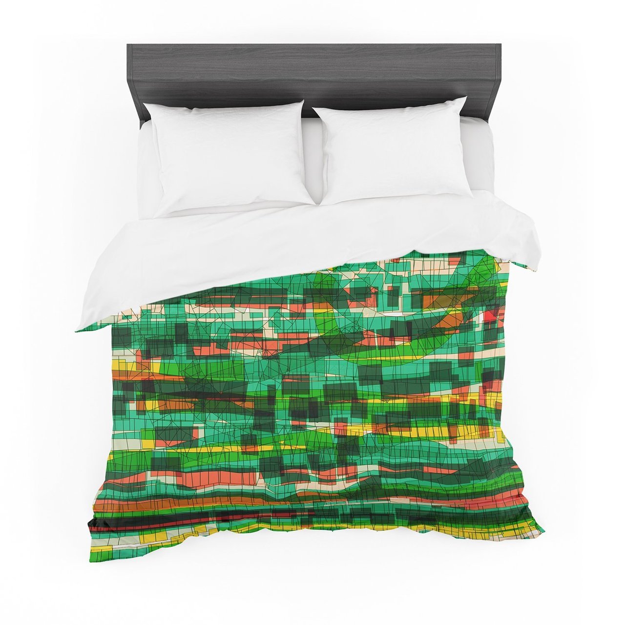 Frederic LevyHadida ‘Squares Traffic Green’ Featherweight3D Customized Duvet Cover Bedding Sets
