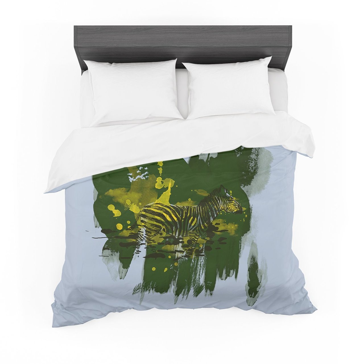 Frederic LevyHadida ‘Watercolored Green’ Zebra Cotton3D Customized Duvet Cover Bedding Sets