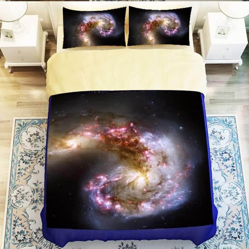 Galaxy 3D Bedding Set Universe Outer Space Themed Print Bedlinen Duvet Cover Set