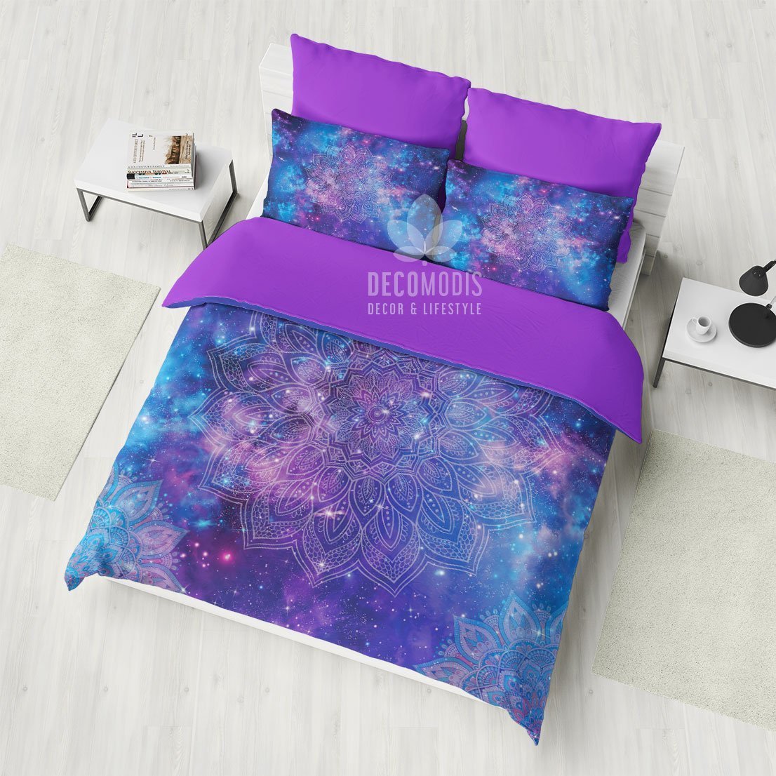 Galaxy Bedding, Purple Nebula Duvet Cover Set, Deep Space Bedding Set, Cosmos Interior Bedroom Decor