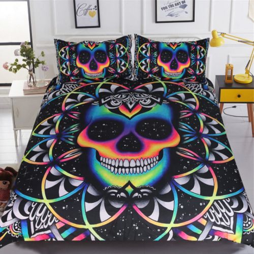 Galaxy Colorful Skull Duvet Cover