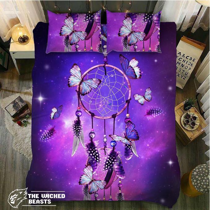 Galaxy Purple Dreamcatcher Butterflys3D Customized Duvet Cover Bedding Sets