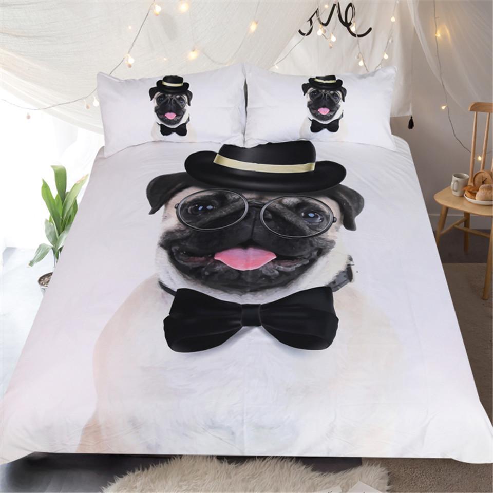 Gentleman Pug 3D Customized Duvet Cover Bedding Sets