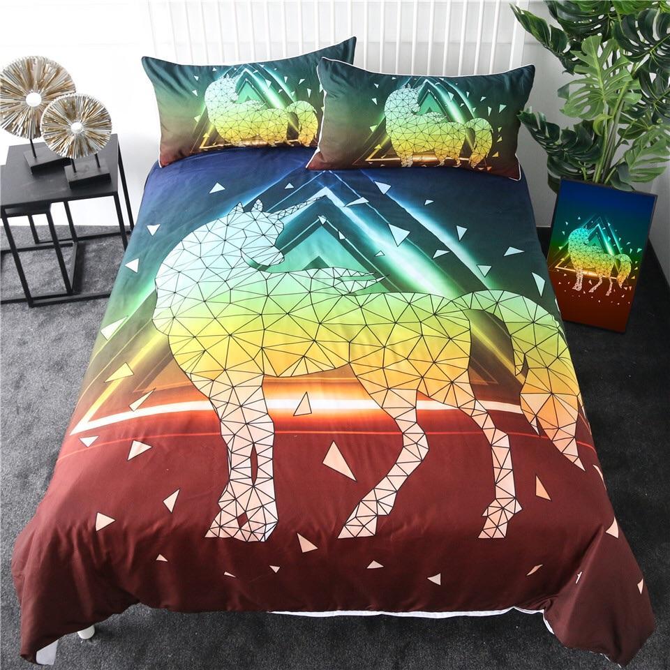 Geometric Unicorn 3D Customized Duvet Cover Bedding Sets