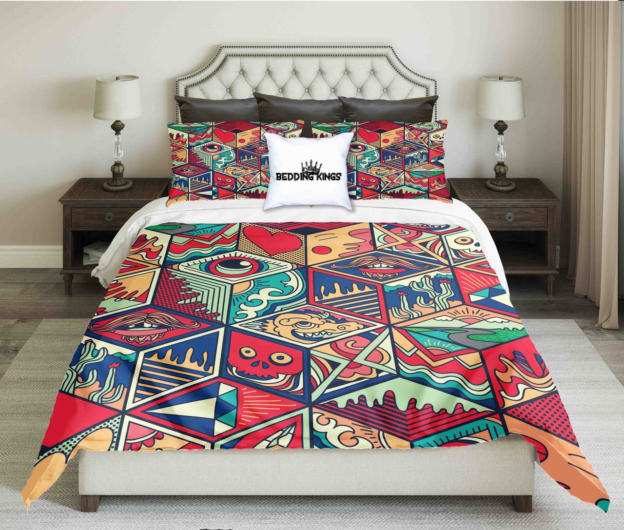 Geometrical Mythical Pattern Design | kings3D Customized Duvet Cover Bedding Sets