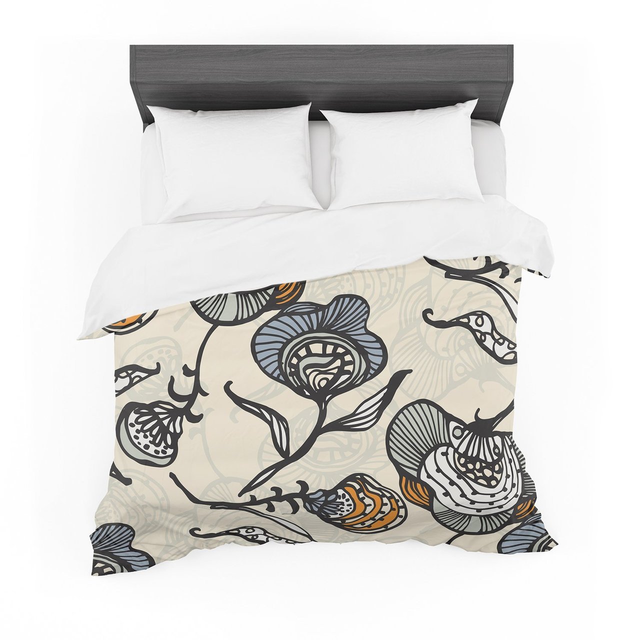 Gill Eggleston ‘Future Nouveau’ Tan Floral Featherweight3D Customized Duvet Cover Bedding Sets