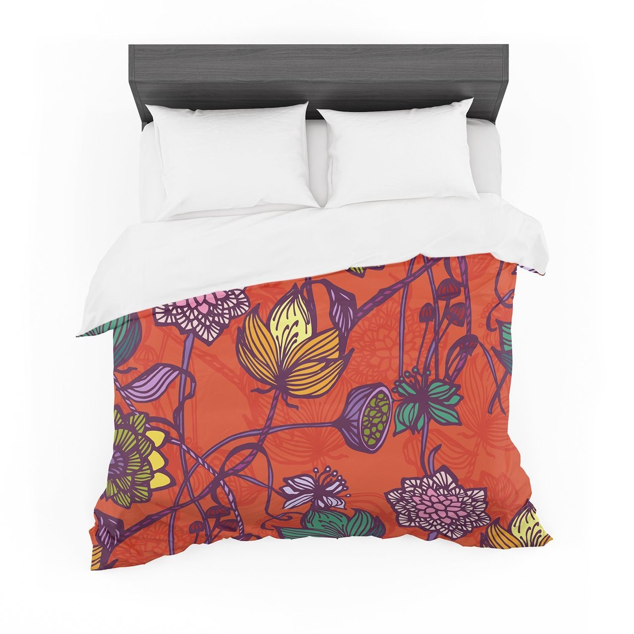 Gill Eggleston ‘Garden Blooms Hot Orange’ Red Floral Featherweight3D Customized Duvet Cover Bedding Sets