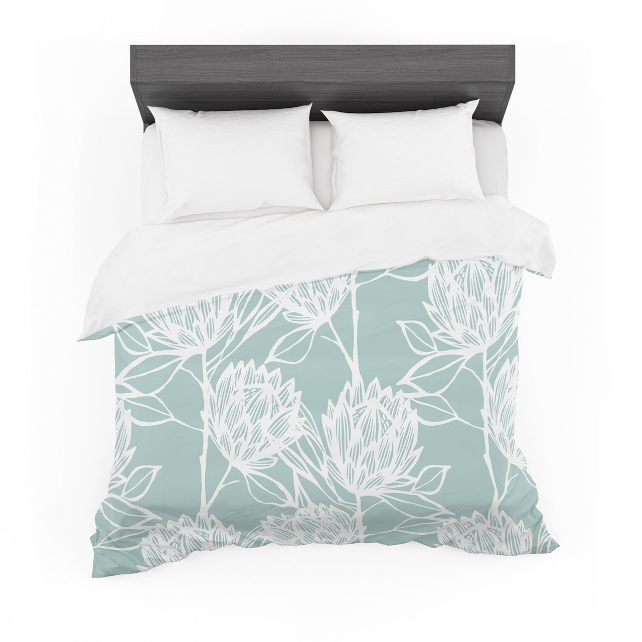 Gill Eggleston ‘Protea Jade White’ Blue Flowers Featherweight3D Customized Duvet Cover Bedding Sets