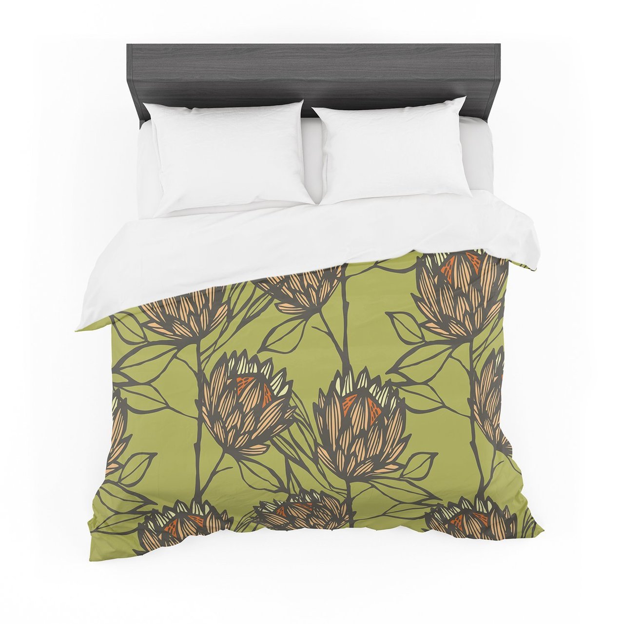 Gill Eggleston ‘Protea Olive’ Green Orange Featherweight3D Customized Duvet Cover Bedding Sets