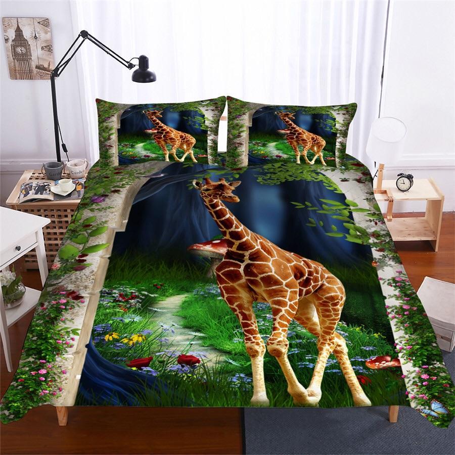 Giraffe In The Meadow 3D Customized Duvet Cover Bedding Sets
