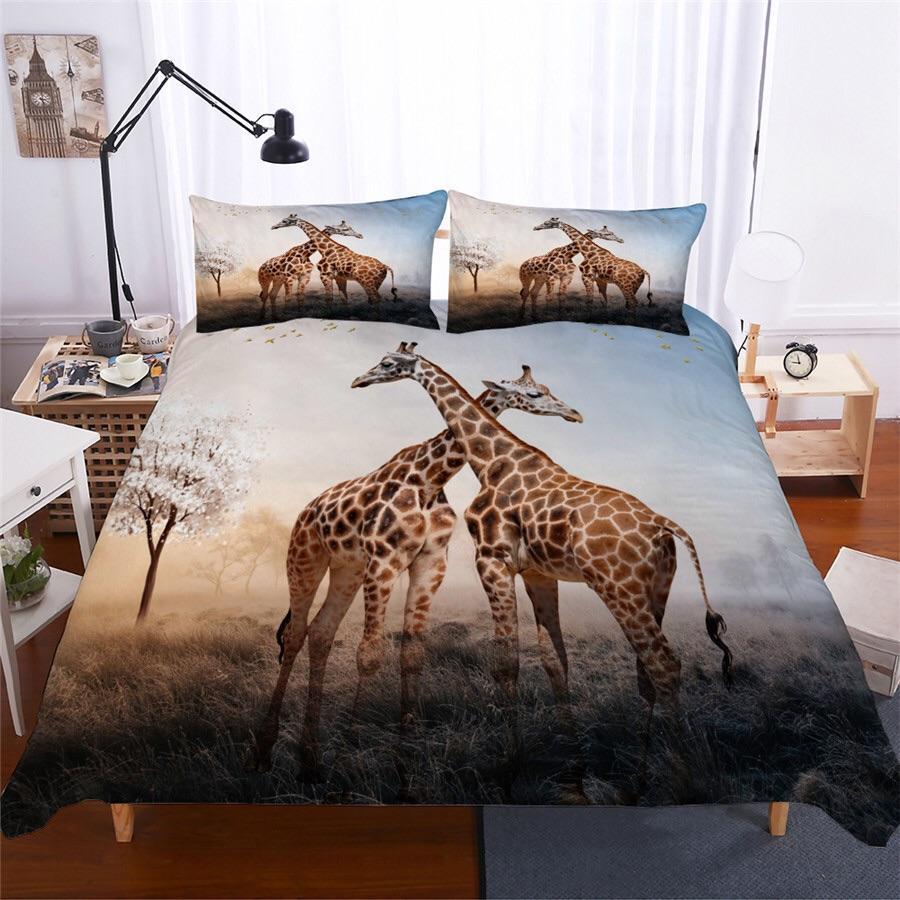 Giraffes Atunset 3D Customized Duvet Cover Bedding Sets