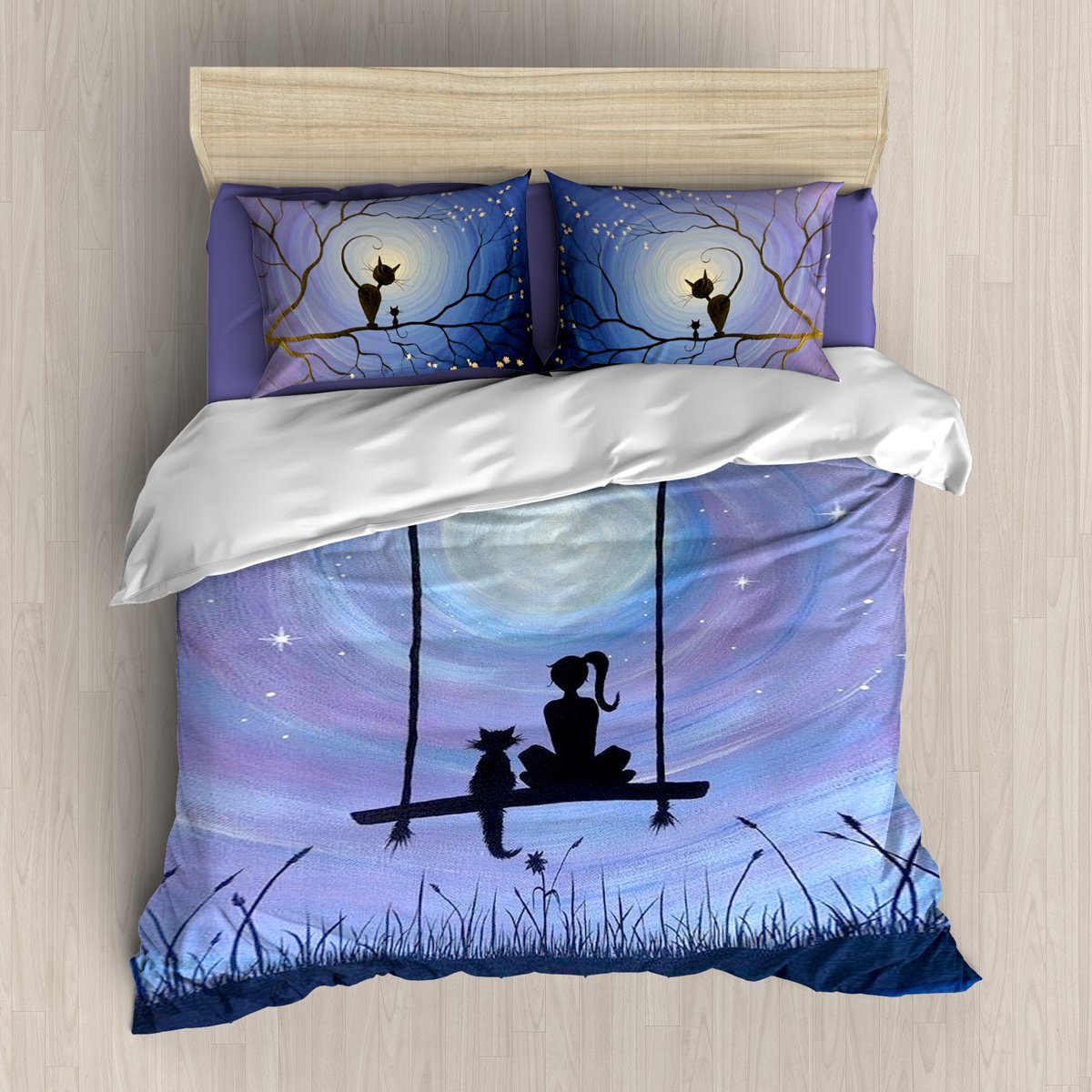 Girl And Her Cat 3D Customized Duvet Cover Bedding Sets