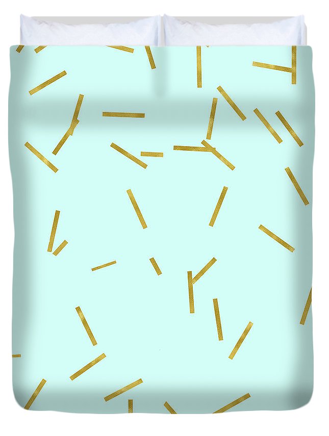Glitter Confetti On Aqua Gold Pick Up Sticks Pattern 3D Customized Duvet Cover Bedding Sets