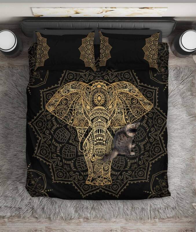 Gold Elephant Mandala ART HOP 3D Customized Duvet Cover Bedding Sets
