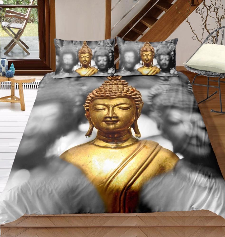 Golden Buddhatatue 3D Customized Duvet Cover Bedding Sets