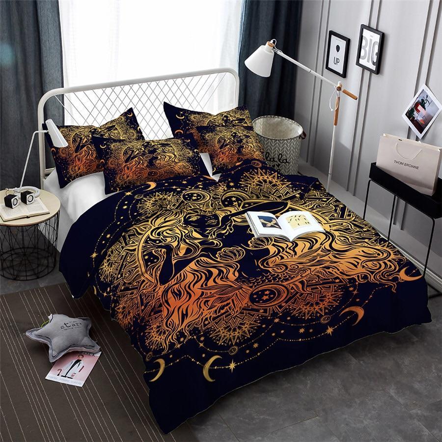 Golden Cosmic Mermaid 3D Customized Duvet Cover Bedding Sets