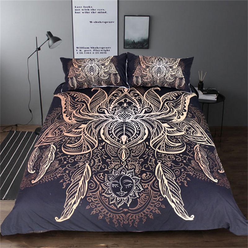 Golden Lotus Flower 3D Customized Duvet Cover Bedding Sets
