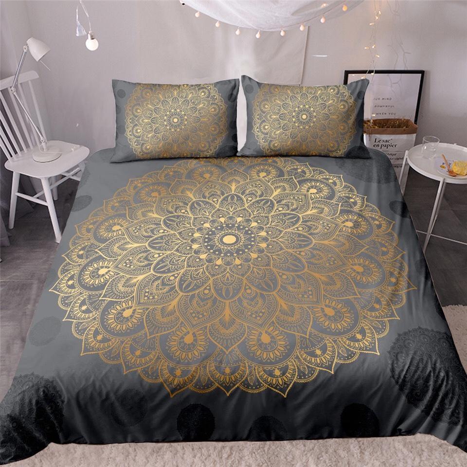 Golden Mandala Flower 3D Customized Duvet Cover Bedding Sets