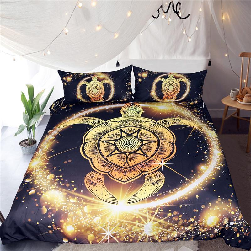 Golden Tortoise & Stars Bedding Set