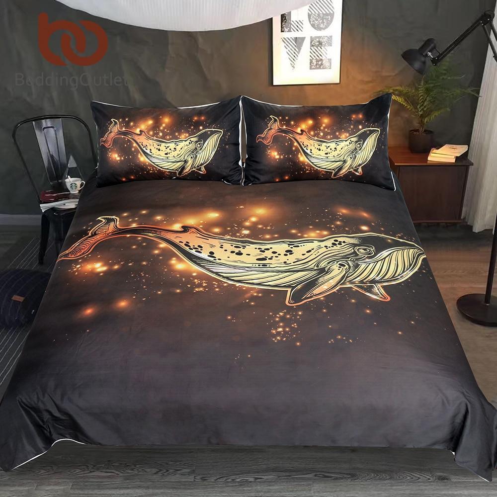 Golden Whale Queen Luxurious Cartoon Animal Bedclothes Adultshining Home Textiles 3D Customized Duvet Cover Bedding Sets