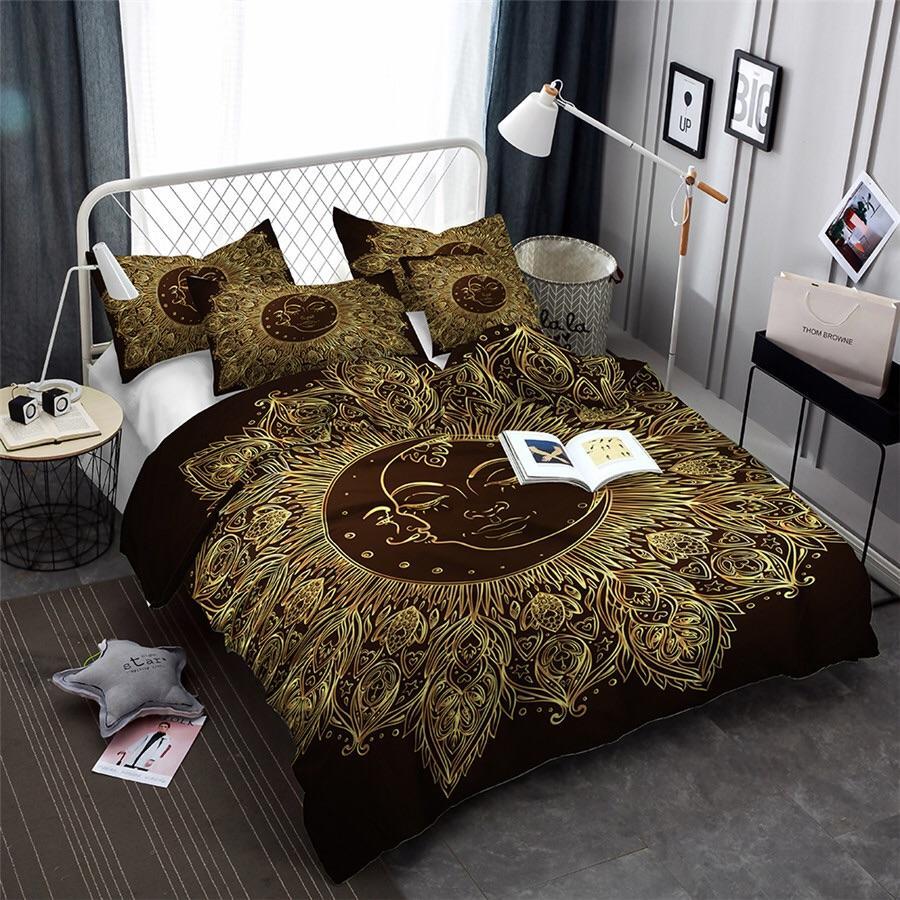 Goldenun & Moon Mandala 3D Customized Duvet Cover Bedding Sets