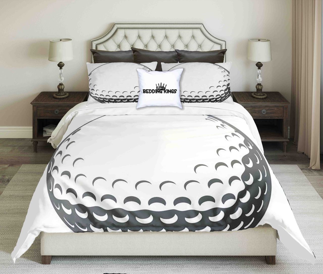 Golf Ball Design On White Background | kings3D Customized Duvet Cover Bedding Sets