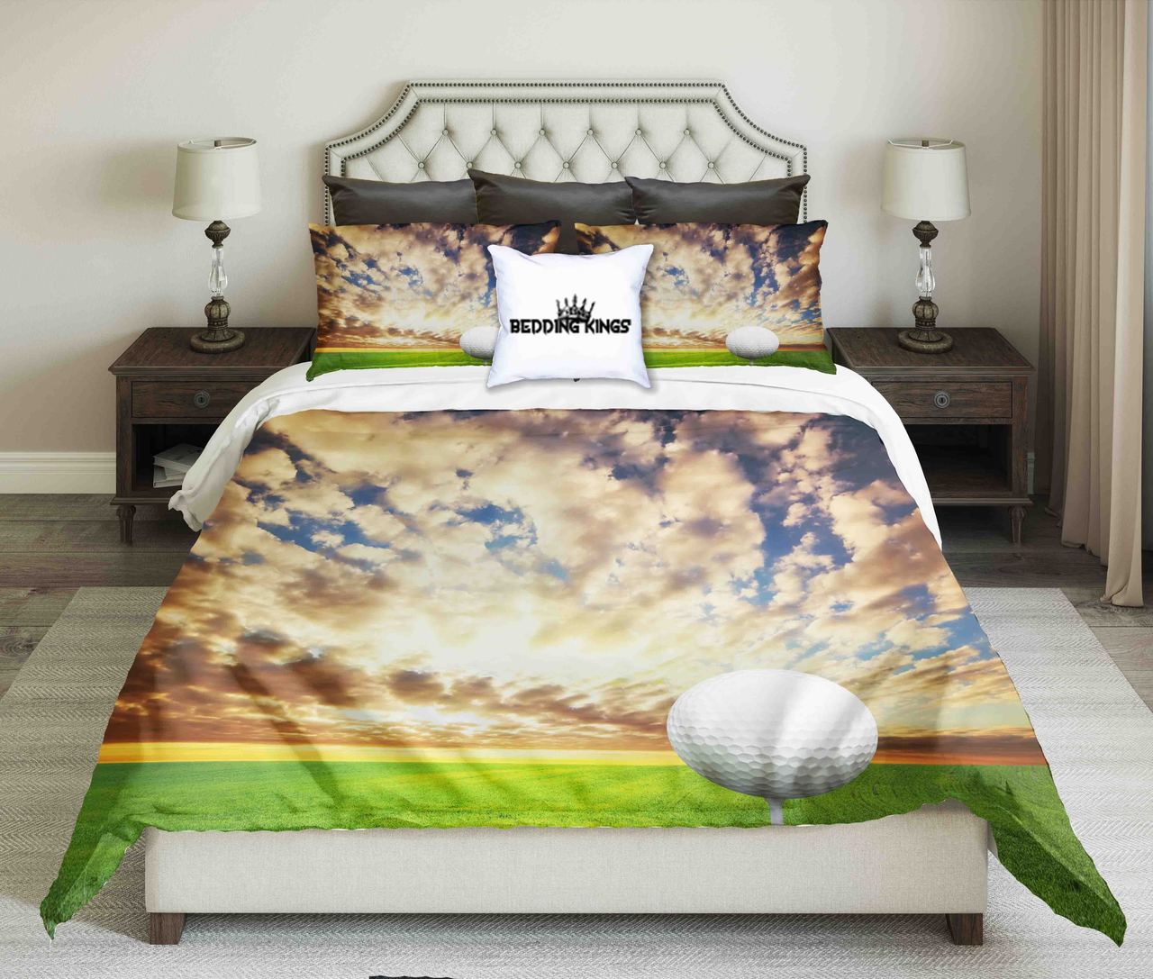 Golf Ball On Evening Cloudyky Background Design | kings3D Customized Duvet Cover Bedding Sets