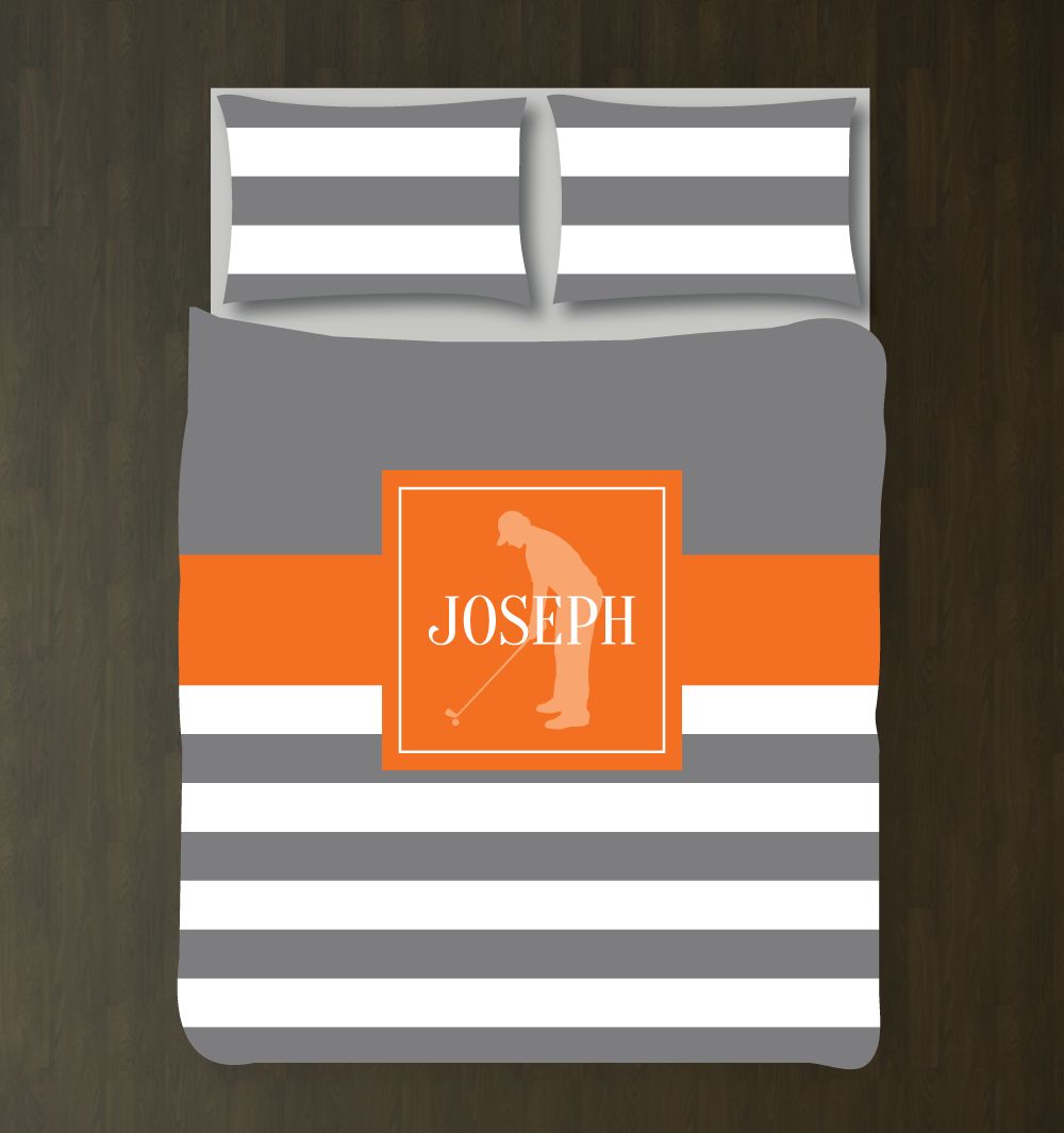 Golf Bedding Set with Stripes Customized Duvet Cover