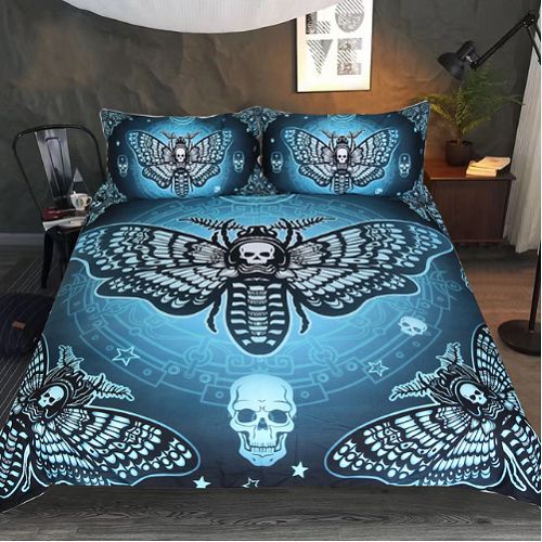 Gothic Skull Death Moth Bedding Set