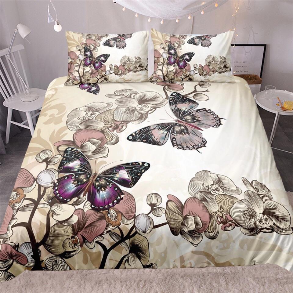 Graceful Butterfly & Moth Orchid 3D Customized Duvet Cover Bedding Sets