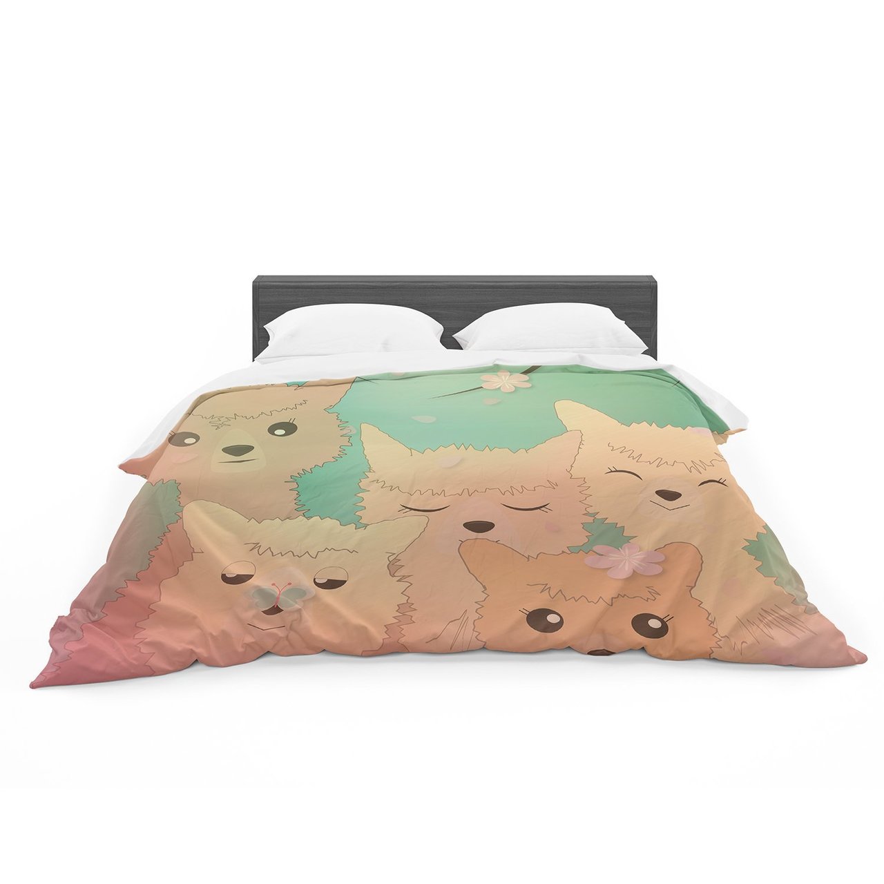 Graphic Tabby ‘Spring Alpacas’ Pastel Animals Featherweight3D Customized Duvet Cover Bedding Sets