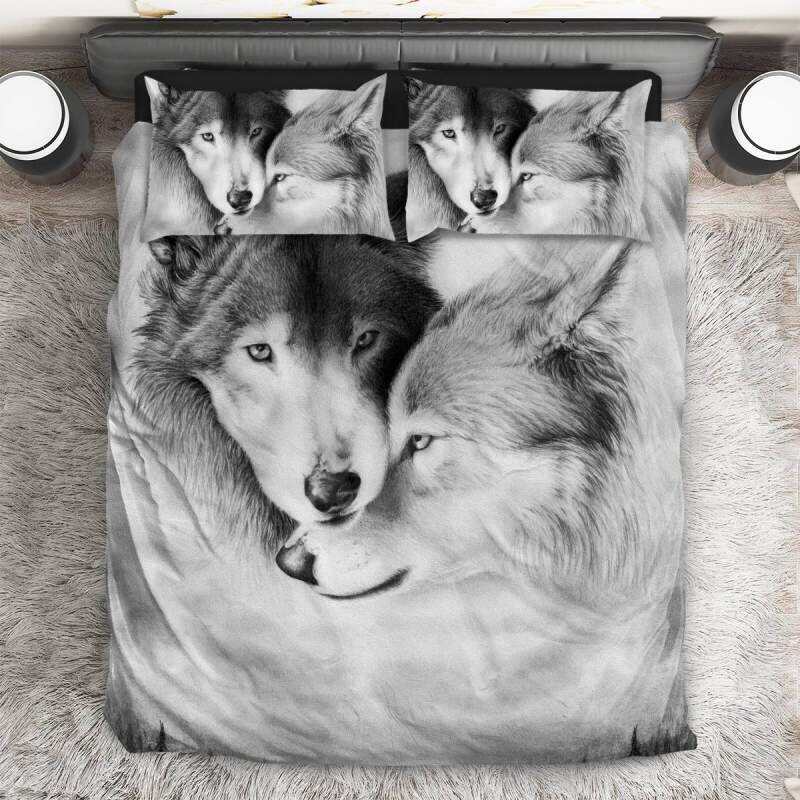Gray Wolf 3D Customized Duvet Cover Bedding Sets